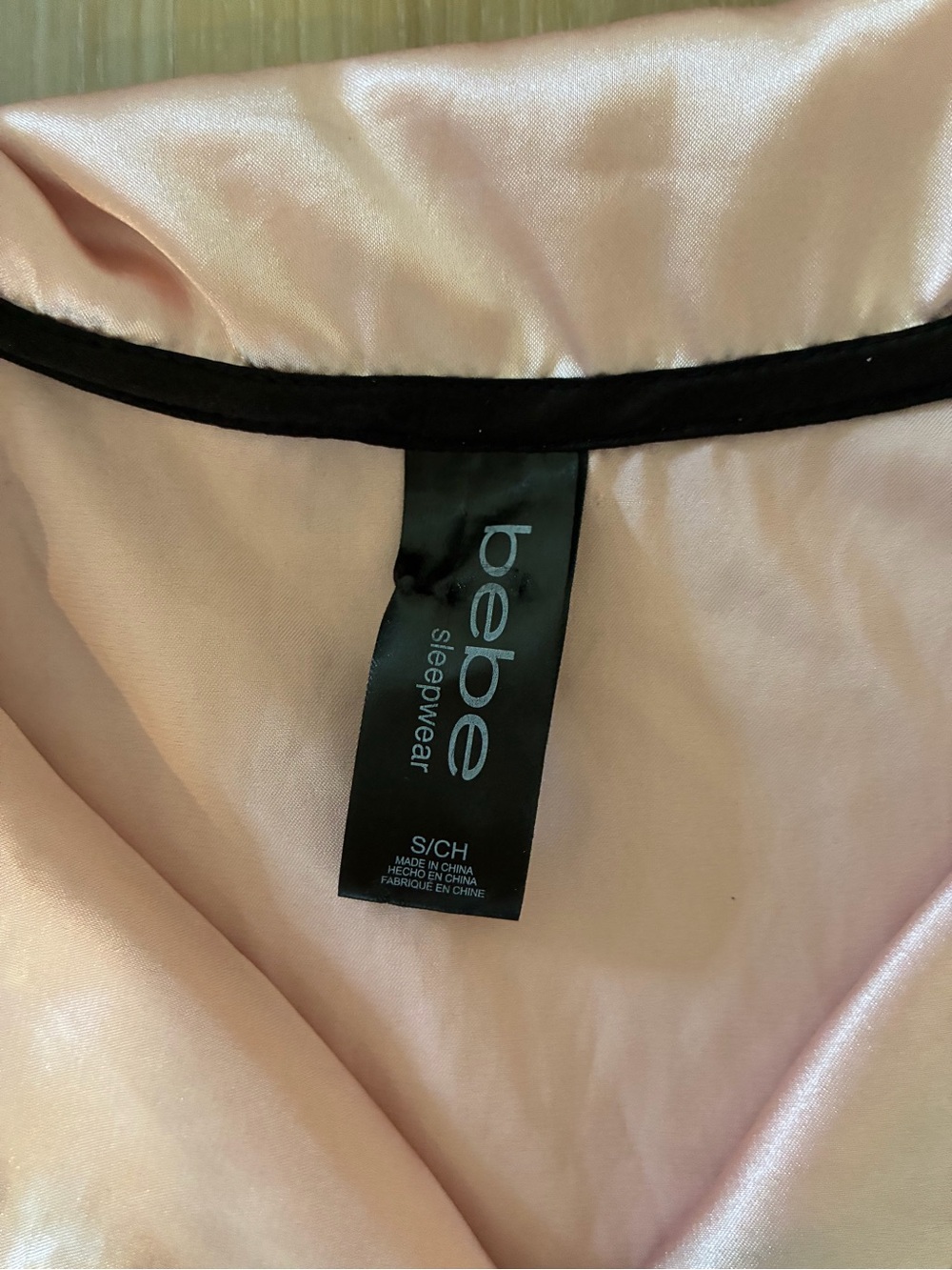 bebe Pink Satin Short Pajama Set with Black Trim - Picture 4 of 8